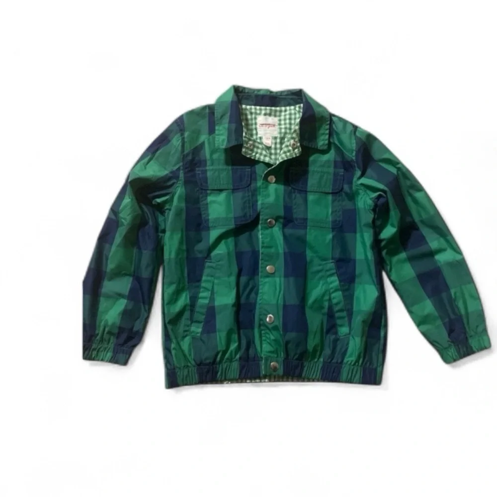 Cat & Jack Boy's Buffalo Check Green Navy Windbreaker Jacket